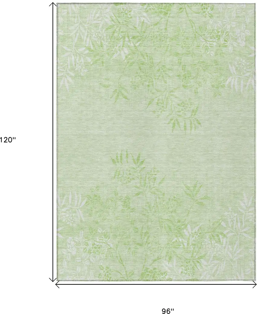 Mint Green Artichoke Green And Ivory Floral Washable Indoor Outdoor Area Rug Photo 3