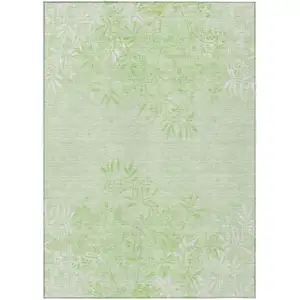 Photo of Mint Green Artichoke Green And Ivory Floral Washable Indoor Outdoor Area Rug