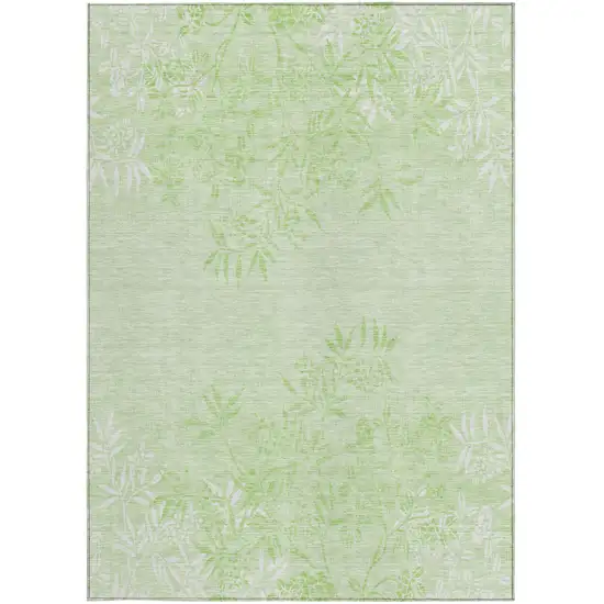 Mint Green Artichoke Green And Ivory Floral Washable Indoor Outdoor Area Rug Photo 6
