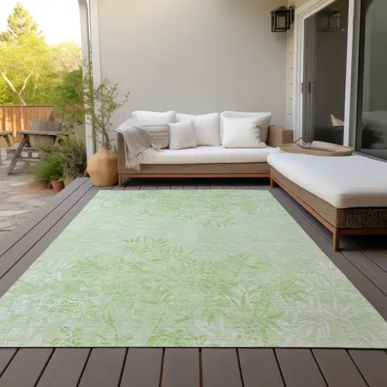 Mint Green Artichoke Green And Ivory Floral Washable Indoor Outdoor Area Rug Photo 7