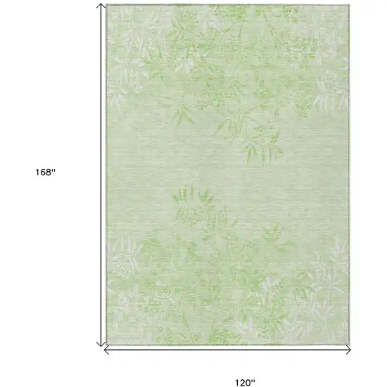 Mint Green Artichoke Green And Ivory Floral Washable Indoor Outdoor Area Rug Photo 3