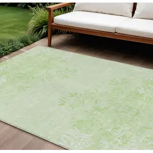 Photo of Mint Green Artichoke Green And Ivory Floral Washable Indoor Outdoor Area Rug