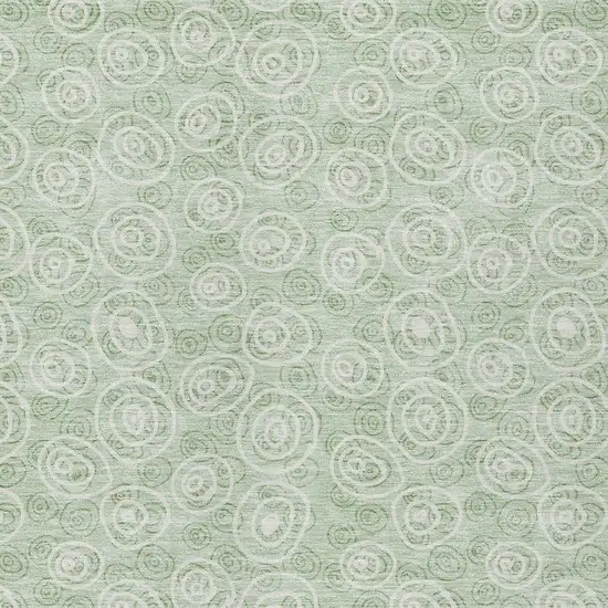 Mint Green Artichoke Green And Ivory Geometric Washable Indoor Outdoor Area Rug Photo 4
