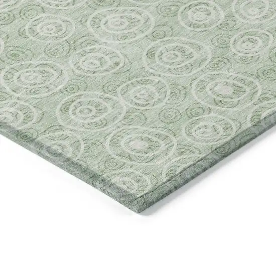 Mint Green Artichoke Green And Ivory Geometric Washable Indoor Outdoor Area Rug Photo 3