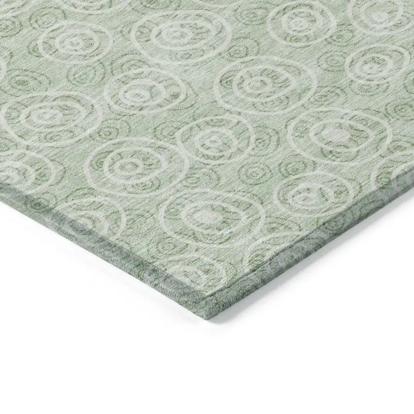 Mint Green Artichoke Green And Ivory Geometric Washable Indoor Outdoor Area Rug Photo 3