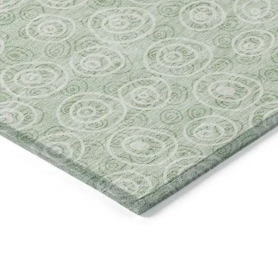 Mint Green Artichoke Green And Ivory Geometric Washable Indoor Outdoor Area Rug Photo 3
