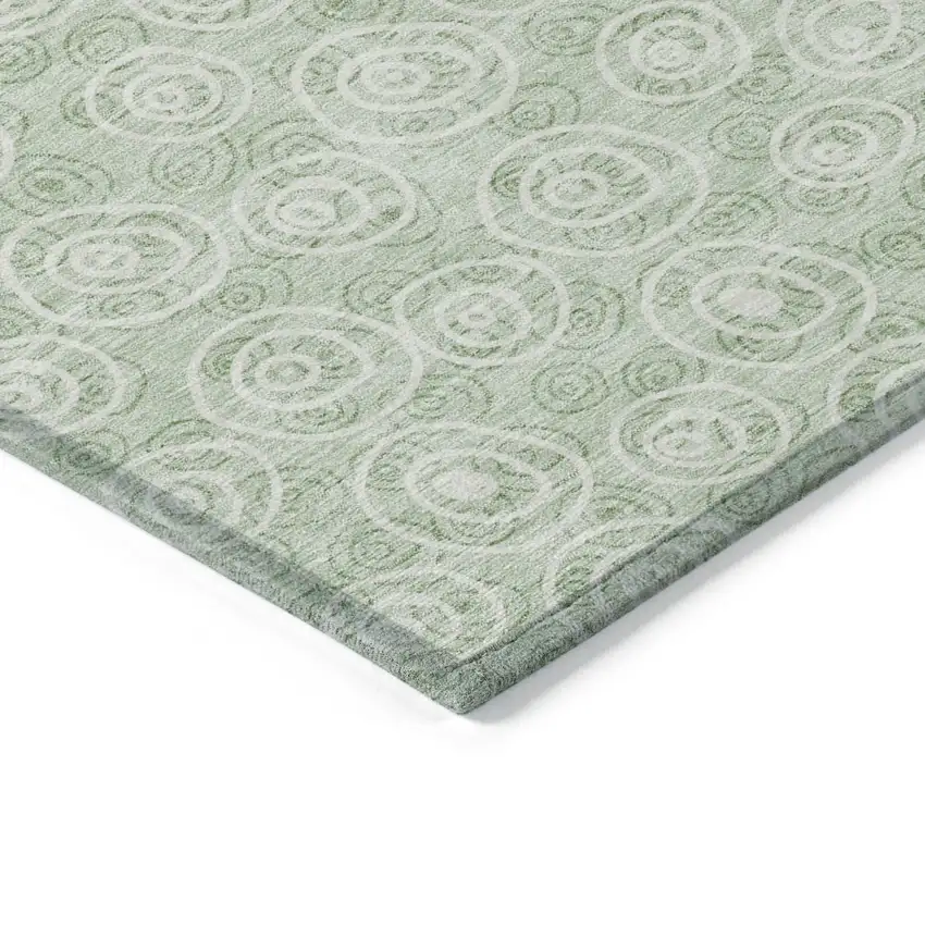 Mint Green Artichoke Green And Ivory Geometric Washable Indoor Outdoor Area Rug Photo 3