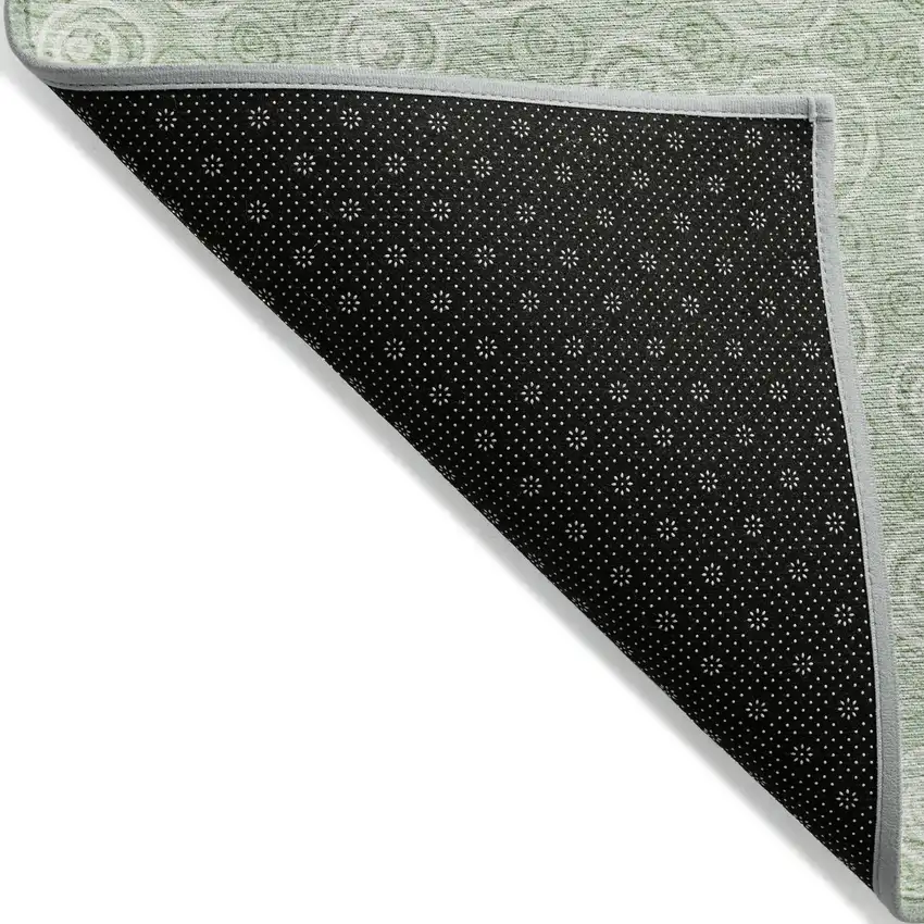 Mint Green Artichoke Green And Ivory Geometric Washable Indoor Outdoor Area Rug Photo 2