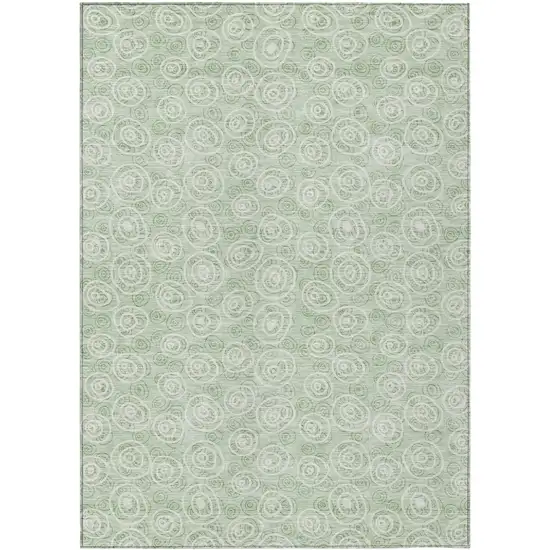 Mint Green Artichoke Green And Ivory Geometric Washable Indoor Outdoor Area Rug Photo 1