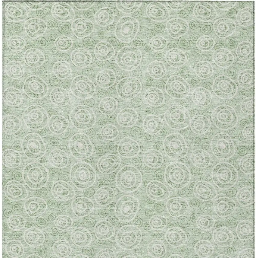 Mint Green Artichoke Green And Ivory Geometric Washable Indoor Outdoor Area Rug Photo 6