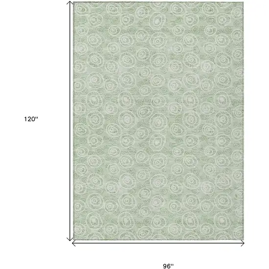 Mint Green Artichoke Green And Ivory Geometric Washable Indoor Outdoor Area Rug Photo 7