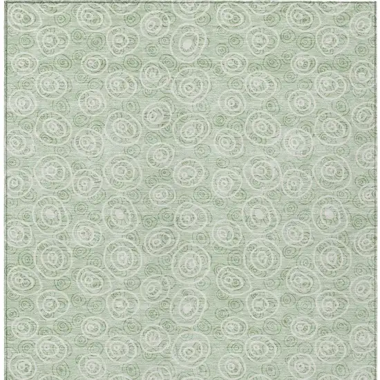 Mint Green Artichoke Green And Ivory Geometric Washable Indoor Outdoor Area Rug Photo 5