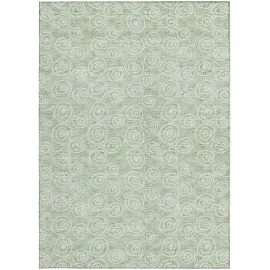 Mint Green Artichoke Green And Ivory Geometric Washable Indoor Outdoor Area Rug Photo 4