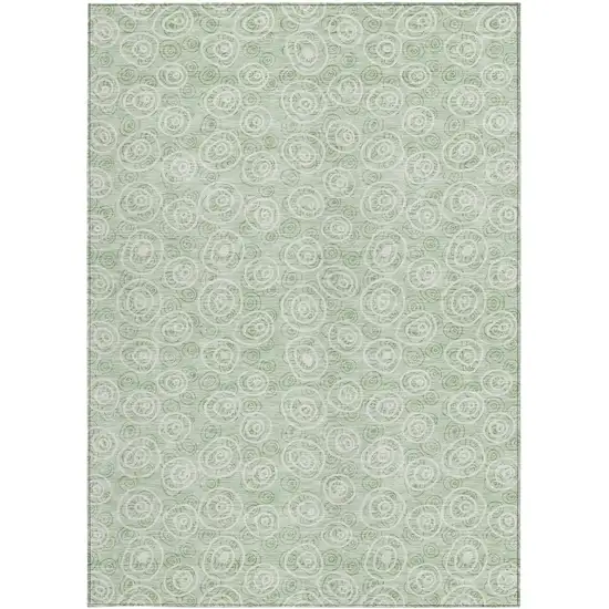 Mint Green Artichoke Green And Ivory Geometric Washable Indoor Outdoor Area Rug Photo 4