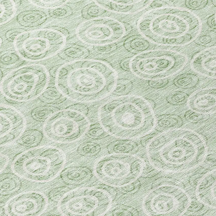 Mint Green Artichoke Green And Ivory Geometric Washable Indoor Outdoor Area Rug Photo 7