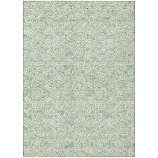 Mint Green Artichoke Green And Ivory Geometric Washable Indoor Outdoor Area Rug Photo 2