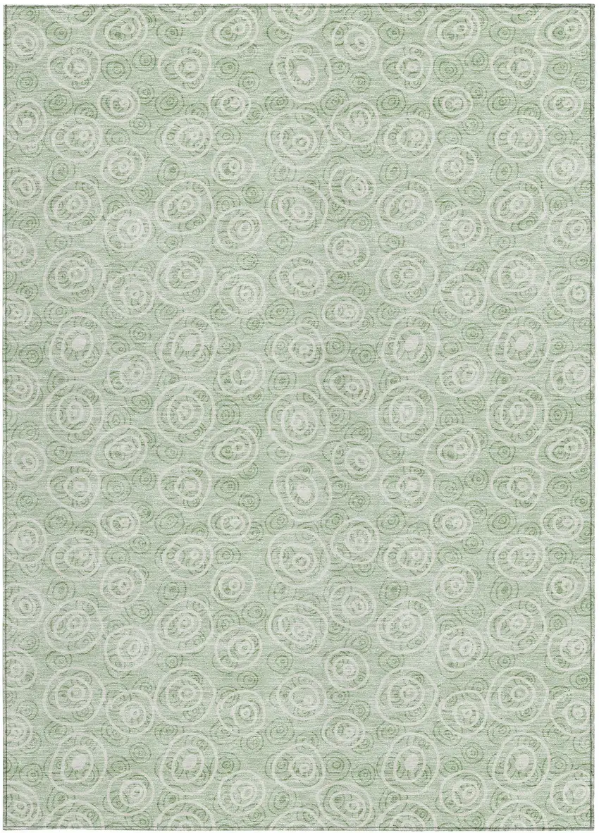 Mint Green Artichoke Green And Ivory Geometric Washable Indoor Outdoor Area Rug Photo 6