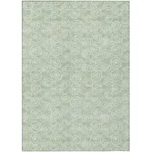 Photo of Mint Green Artichoke Green And Ivory Geometric Washable Indoor Outdoor Area Rug