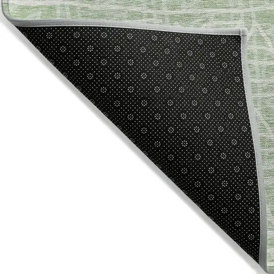 Mint Green Artichoke Green And Ivory Geometric Washable Indoor Outdoor Area Rug Photo 2