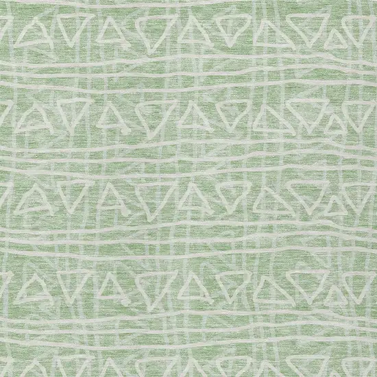 Mint Green Artichoke Green And Ivory Geometric Washable Indoor Outdoor Area Rug Photo 4