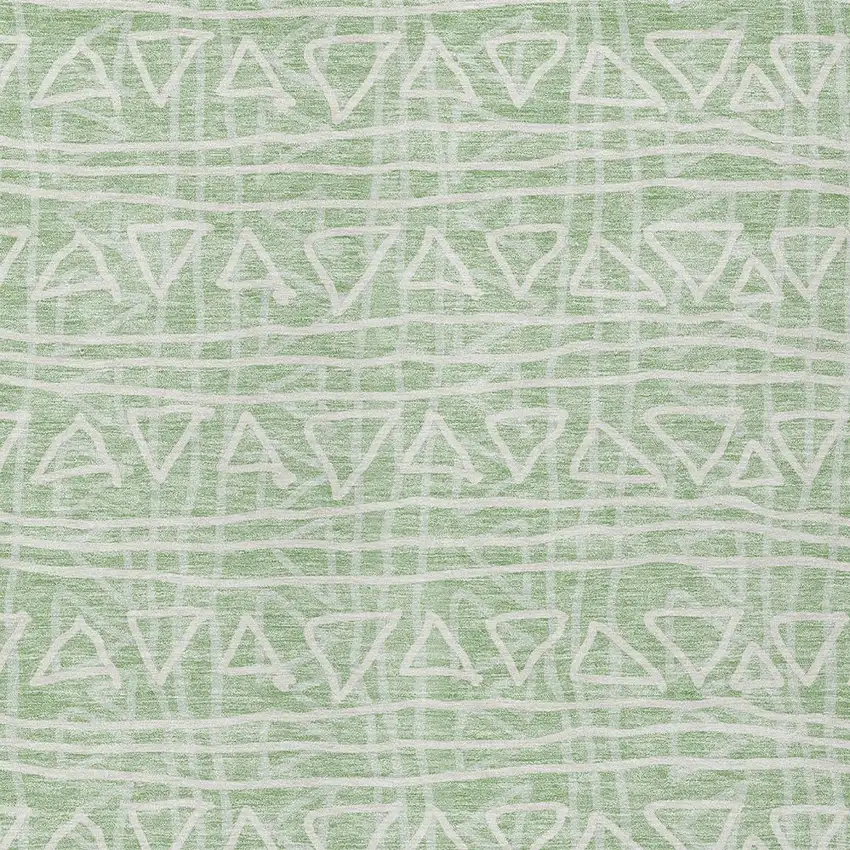 Mint Green Artichoke Green And Ivory Geometric Washable Indoor Outdoor Area Rug Photo 4
