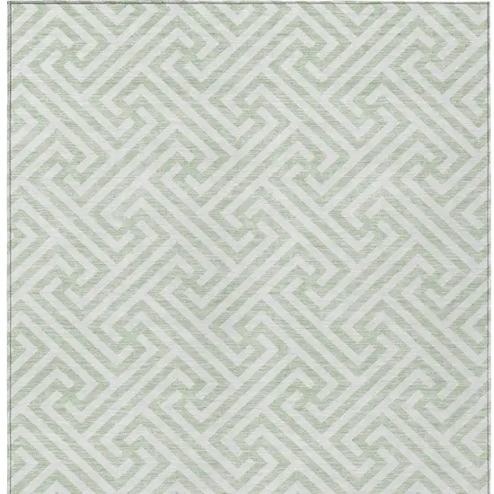 Mint Green Artichoke Green And Ivory Geometric Washable Indoor Outdoor Area Rug Photo 7