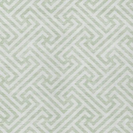 Mint Green Artichoke Green And Ivory Geometric Washable Indoor Outdoor Area Rug Photo 6