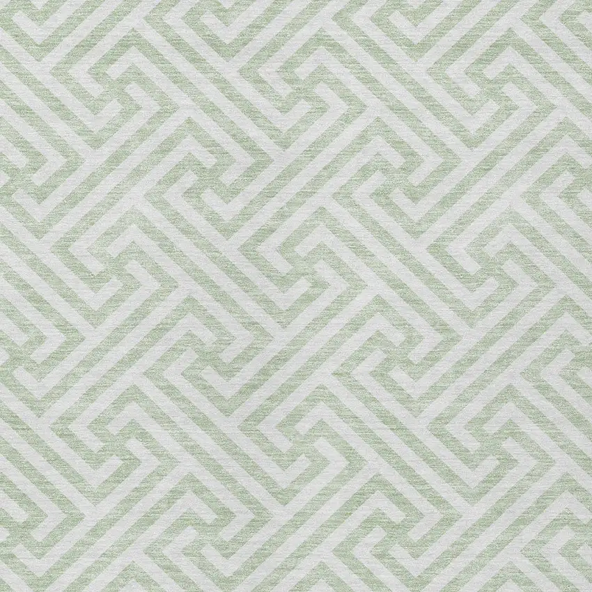 Mint Green Artichoke Green And Ivory Geometric Washable Indoor Outdoor Area Rug Photo 6