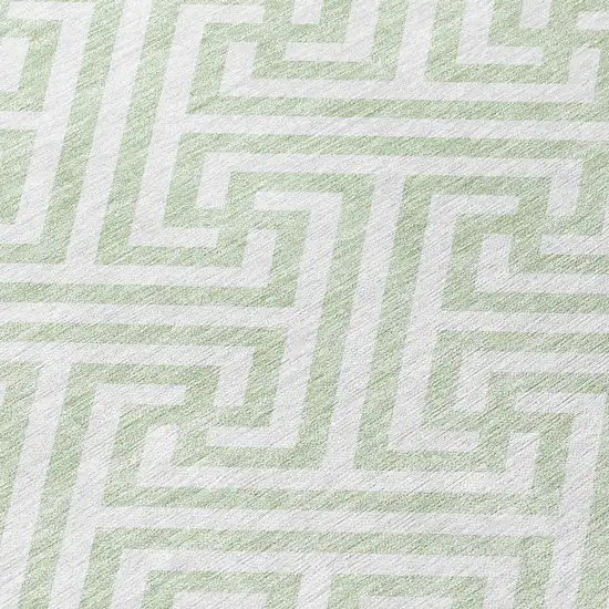 Mint Green Artichoke Green And Ivory Geometric Washable Indoor Outdoor Area Rug Photo 5