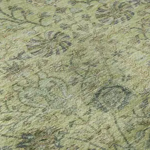 Photo of Mint Green Beige And Teal Floral Washable Area Rug With UV Protection