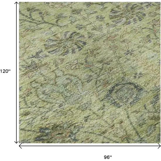 Mint Green Beige And Teal Floral Washable Area Rug With UV Protection Photo 9