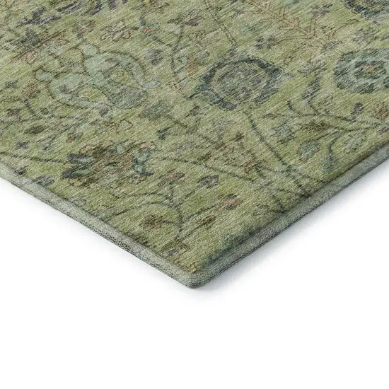 Mint Green Beige And Teal Floral Washable Area Rug With UV Protection Photo 8