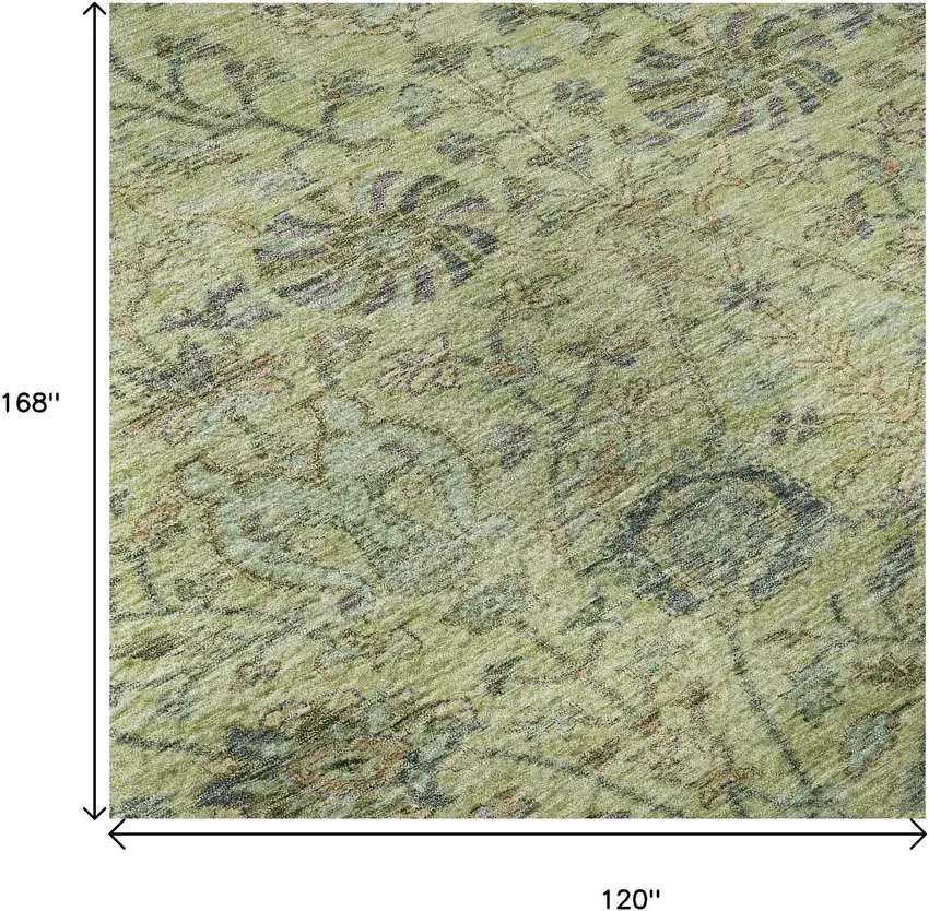 Mint Green Beige And Teal Floral Washable Area Rug With UV Protection Photo 5