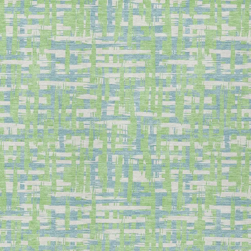 Mint Green Blue And Beige Abstract Washable Indoor Outdoor Area Rug Photo 5