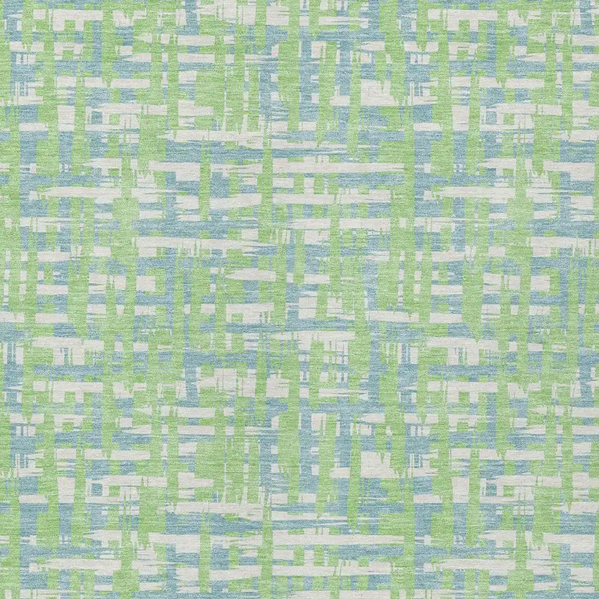 Mint Green Blue And Beige Abstract Washable Indoor Outdoor Area Rug Photo 5