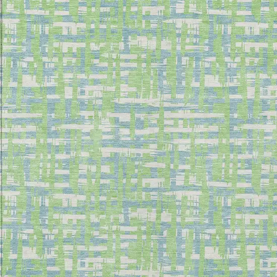 Mint Green Blue And Beige Abstract Washable Indoor Outdoor Area Rug Photo 5