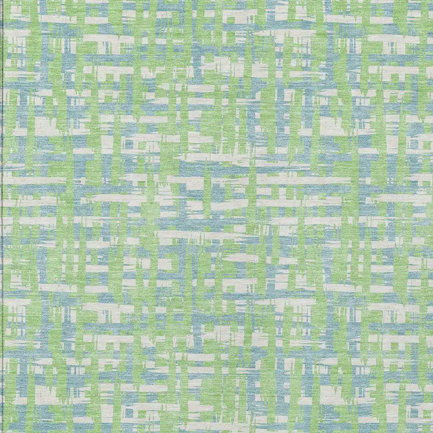 Mint Green Blue And Beige Abstract Washable Indoor Outdoor Area Rug Photo 5