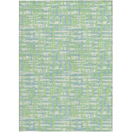 Mint Green Blue And Beige Abstract Washable Indoor Outdoor Area Rug Photo 6