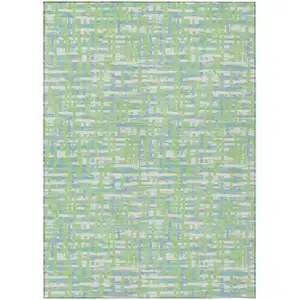 Photo of Mint Green Blue And Beige Abstract Washable Indoor Outdoor Area Rug
