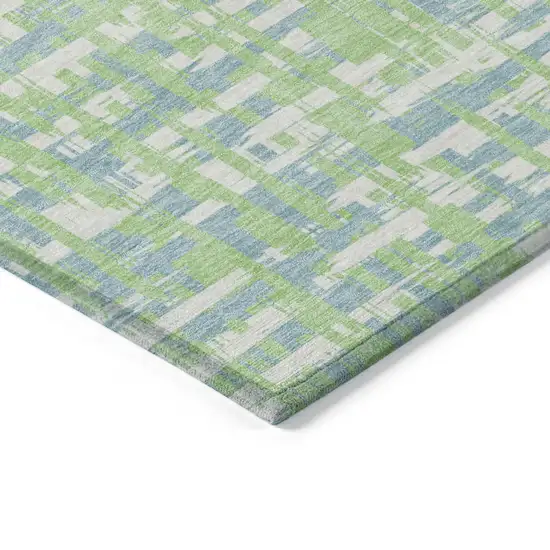 Mint Green Blue And Beige Abstract Washable Indoor Outdoor Area Rug Photo 2