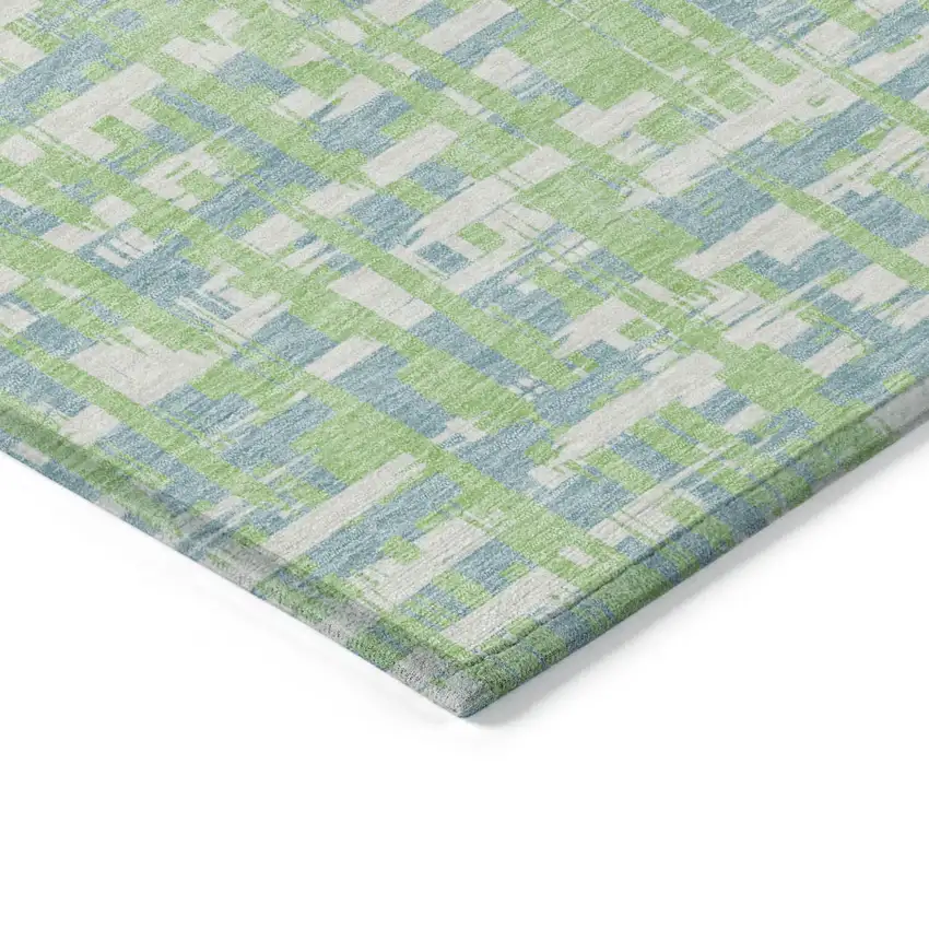 Mint Green Blue And Beige Abstract Washable Indoor Outdoor Area Rug Photo 2