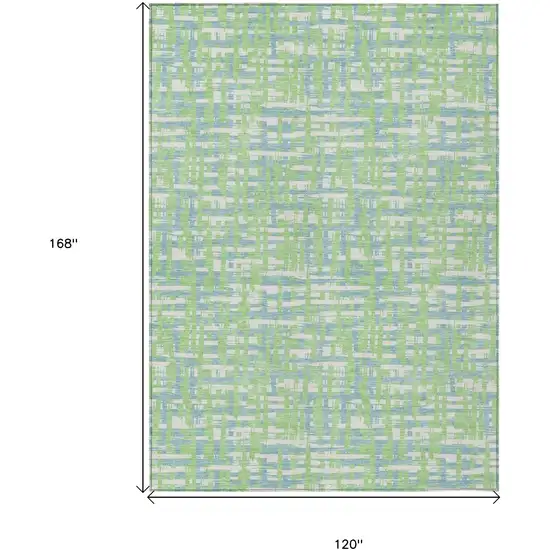 Mint Green Blue And Beige Abstract Washable Indoor Outdoor Area Rug Photo 7