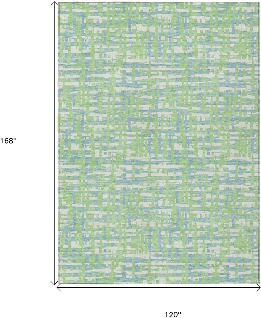Mint Green Blue And Beige Abstract Washable Indoor Outdoor Area Rug Photo 7