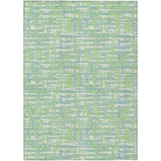 Mint Green Blue And Beige Abstract Washable Indoor Outdoor Area Rug Photo 1