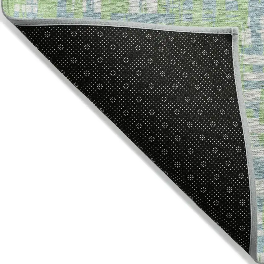 Mint Green Blue And Beige Abstract Washable Indoor Outdoor Area Rug Photo 3