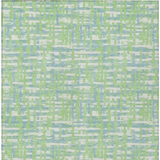 Mint Green Blue And Beige Abstract Washable Indoor Outdoor Area Rug Photo 6