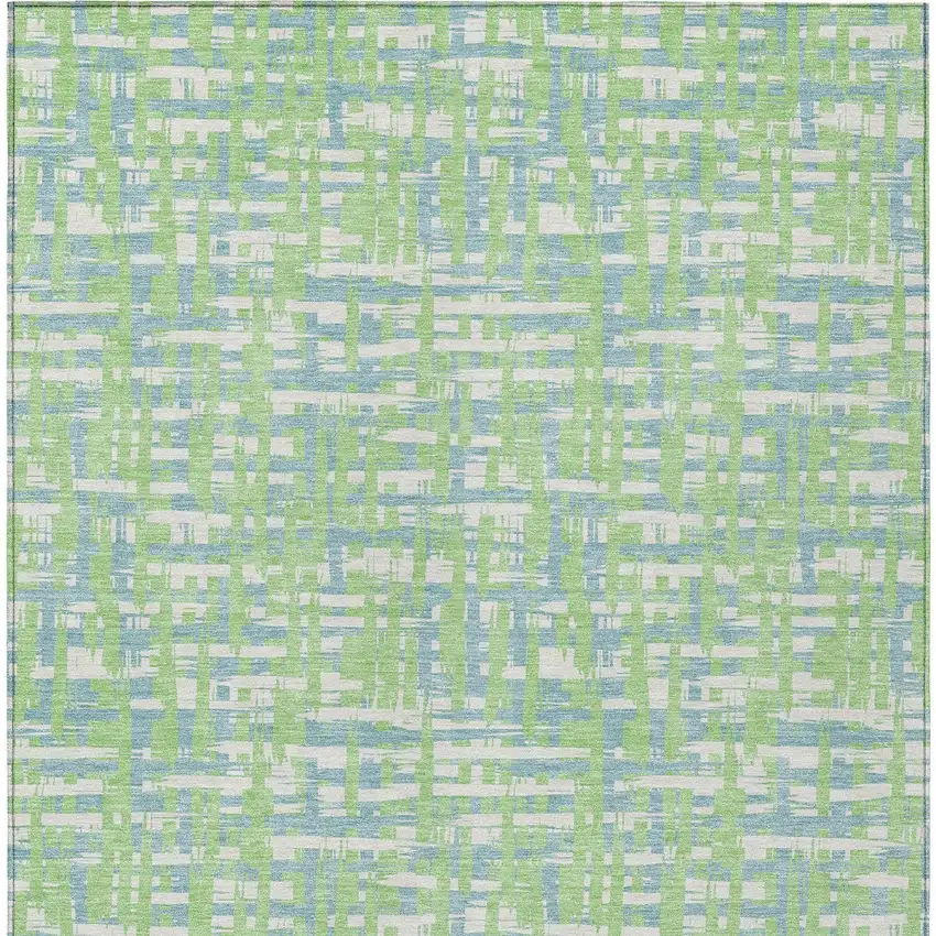Mint Green Blue And Beige Abstract Washable Indoor Outdoor Area Rug Photo 6