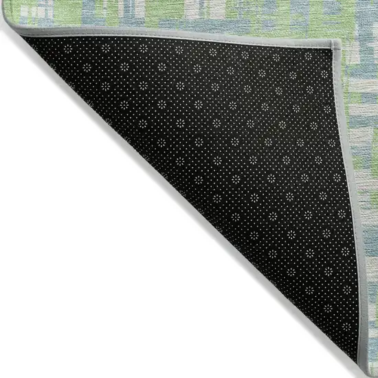 Mint Green Blue And Beige Abstract Washable Indoor Outdoor Area Rug Photo 3