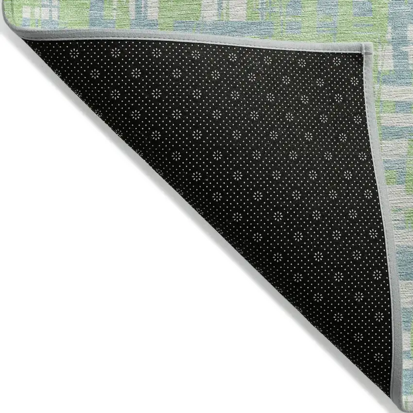 Mint Green Blue And Beige Abstract Washable Indoor Outdoor Area Rug Photo 3