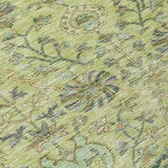 Mint Green Brown And Gray Floral Washable Indoor Outdoor Area Rug Photo 7